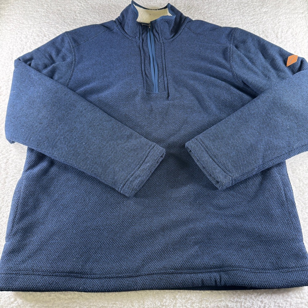 Orvis Men's Long Sleeve Pullover Quarter Zip Sweatshirt Fleece Lined Large Clean